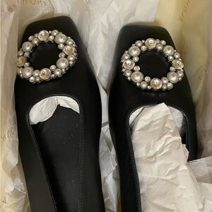 Alohas New In Box  black leather embellished flats